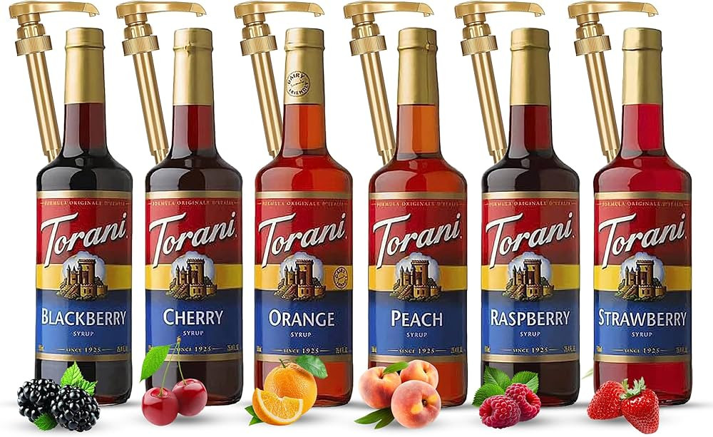 Fruit Bowl Syrup 6 Pack Summer Flavors, Raspberry, Strawberry, Blackberry, Cherry, Orange and Pea... | Amazon (US)