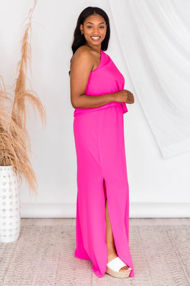 Found My Forever Pink One Shoulder Maxi Dress | Pink Lily