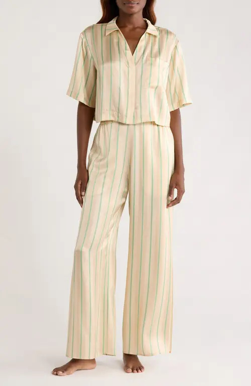 Lunya Washable High Waist Silk Pajamas in Pampas Stripe at Nordstrom, Size Medium | Nordstrom