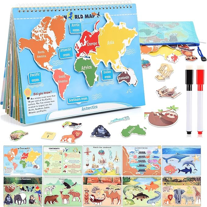 Learning Toys for 3-8 Geography Busy Book Sensory Toys for Boys 3-6 Learning Toys for Kids Boys 4... | Amazon (US)