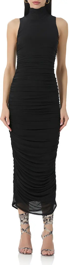 Fiorella Ruched Turtleneck Mesh Dress | Nordstrom