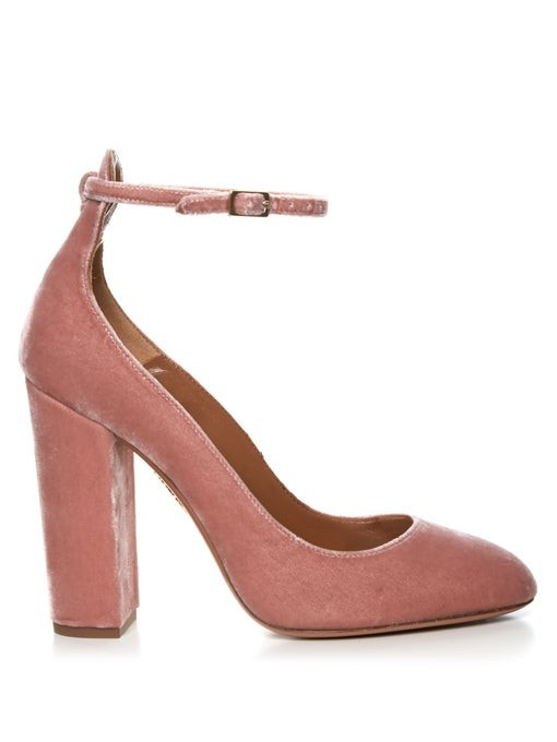 Alix block-heel velvet pumps | Matches (US)