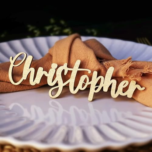Customized Wooden Name Tags for Place Setting, Personalized Place Cards for Weddings, Bridal Showers and Events, Cursive Laser Cut Seating Cards | Amazon (US)