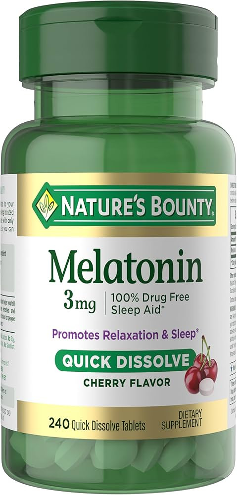 Nature's Bounty Melatonin 3mg Quick Dissolve, Sleep Aid Supplement, Sleep Aids for Adults, Cherry... | Amazon (US)
