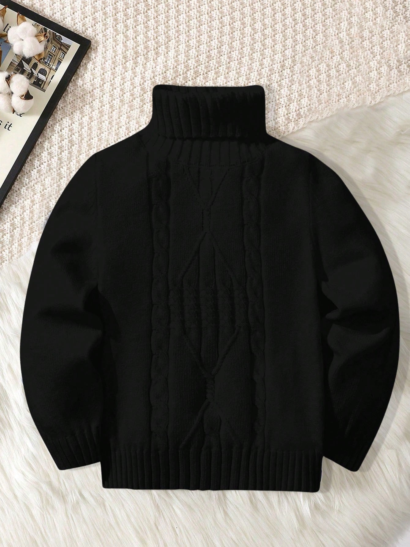 SHEIN Boys' Long Sleeve Turtleneck Cute Sweater | SHEIN USA | SHEIN