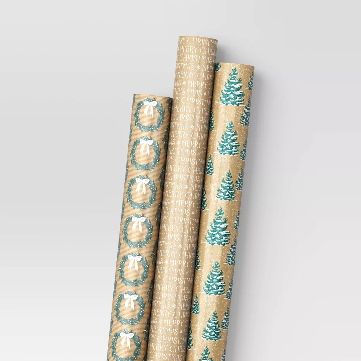 30" 3pk 180 sq ft Christmas Wrap Pack Wreath/Merry/Trees - Wondershop™ | Target