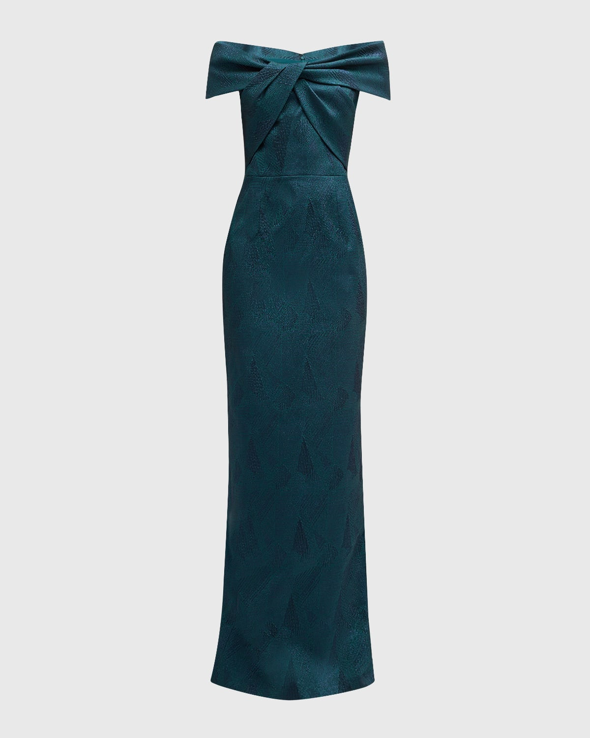 Off-Shoulder Stretch Jacquard Column Gown | Neiman Marcus
