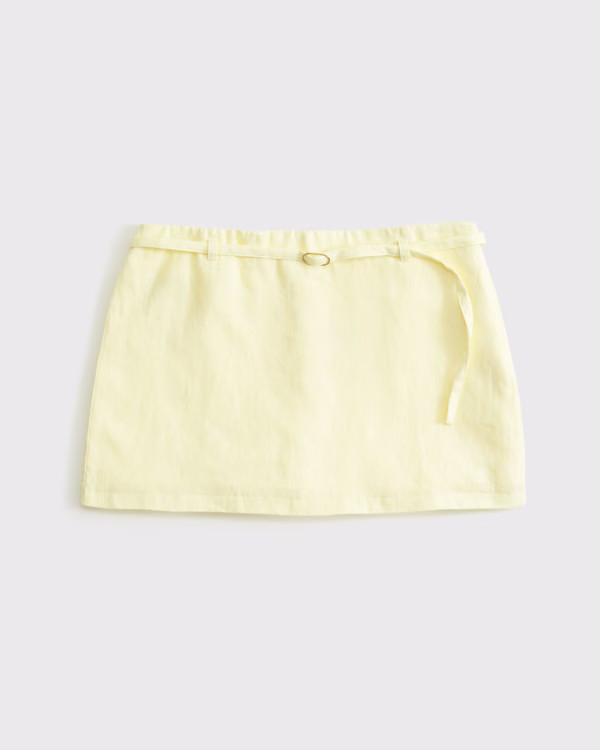 Mid Rise Premium Linen Belted Mini Skort | Abercrombie & Fitch (US)