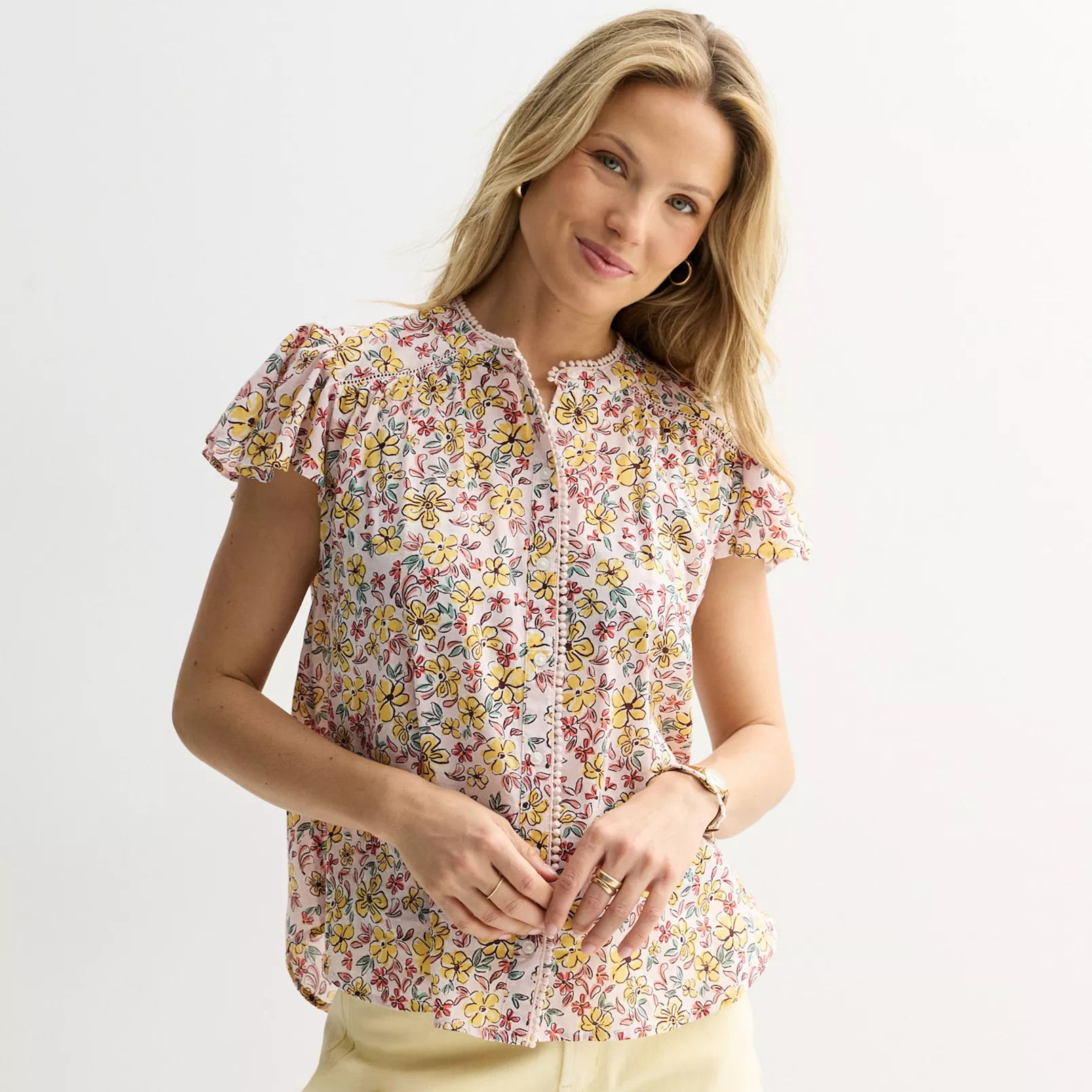 Women's Sonoma Goods For Life® Button Front Popover | Kohl's