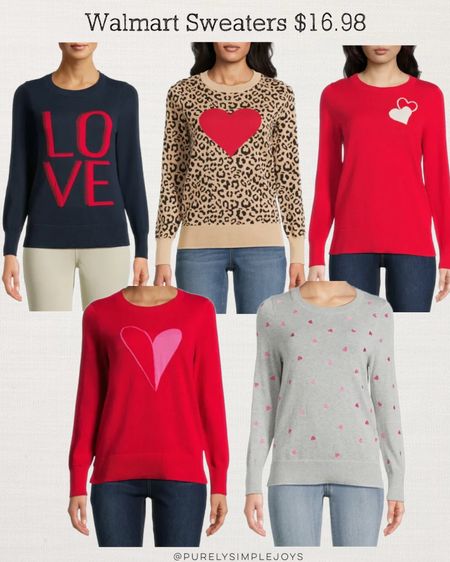 Walmart Valentine’s Day sweaters $16.98 
Heart sweaters 

#LTKsalealert #LTKSeasonal #LTKfindsunder50