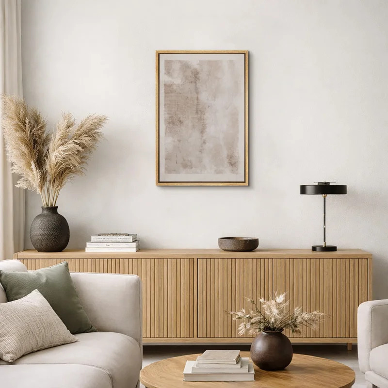 Neutral Minimalist Abstract Beige Wall Artwork, Modern Soft Tone Canvas Pictures, Framed Canvas G... | Wayfair North America