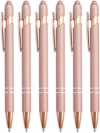 Bribobo 6 Pack Ballpoint Pen 2-in-1 Stylus, 1.0 mm Black Ink | Retractable Ballpoint Pen with Sty... | Amazon (US)