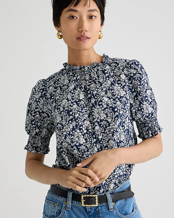 Smocked puff-sleeve top in Liberty® Summer Blooms fabric | J. Crew US