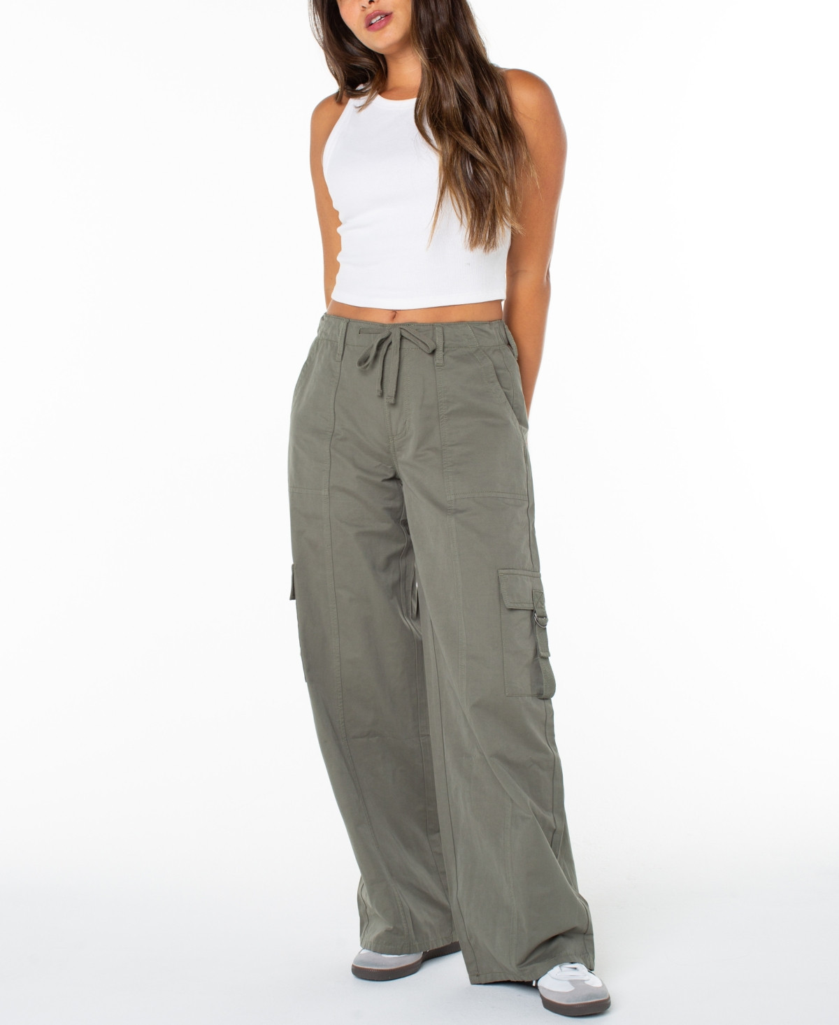 Celebrity Pink Juniors' Drawstring Cargo Utility Pants - Dusty Olive | Macy's