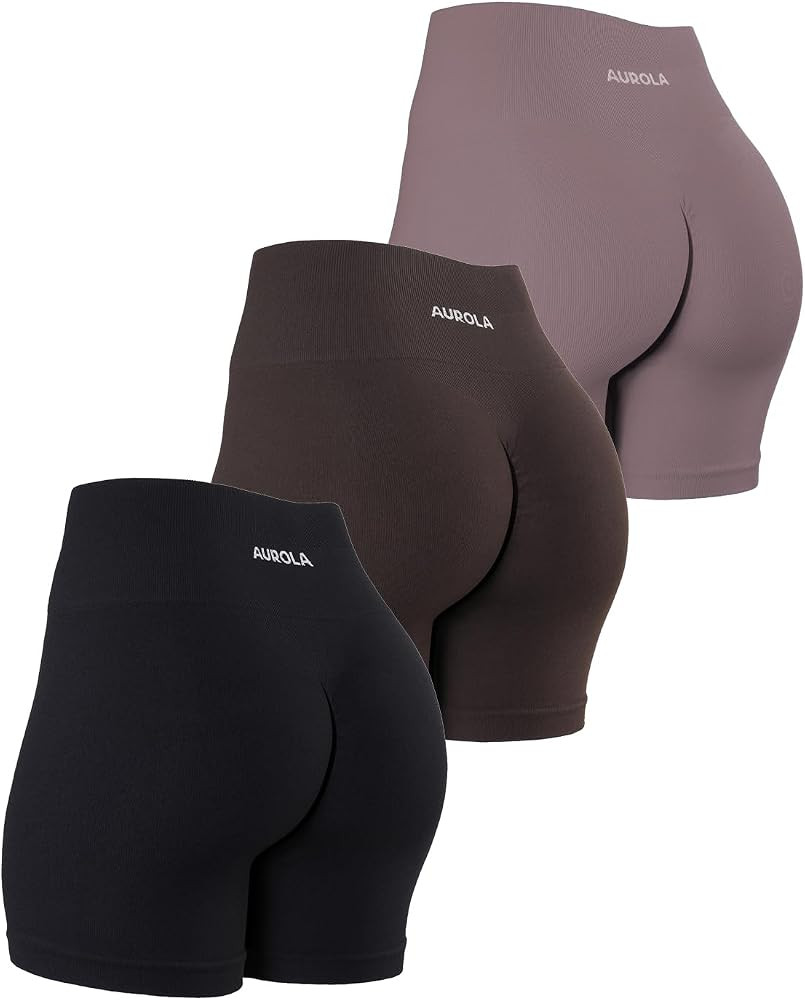 AUROLA Power Workout Shorts for Women Tummy Control Squat Proof Ribbed Thick Seamless Scrunch Act... | Amazon (US)