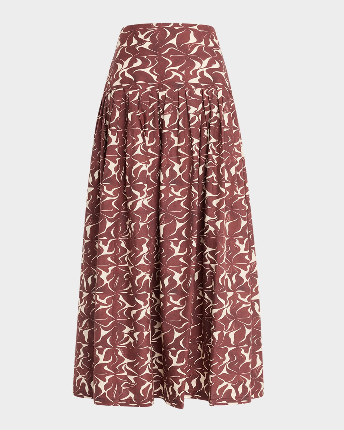 Elysee Pleated Abstract-Print Maxi Skirt | Neiman Marcus