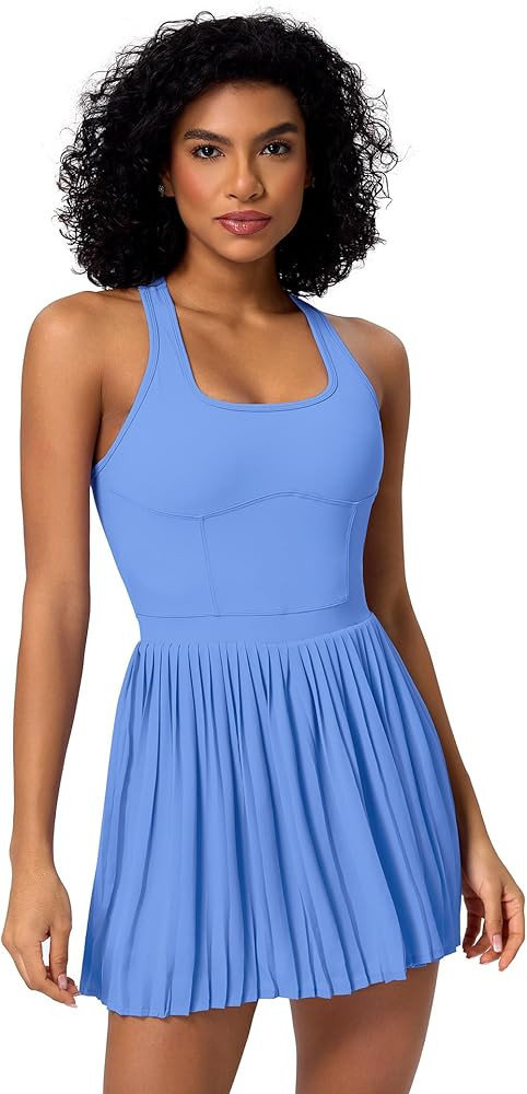 Women's Tennis Dress 2-in-1, Sexy Golf Outfits for Women with with Built-in Bra & Shorts Pockets,... | Amazon (US)