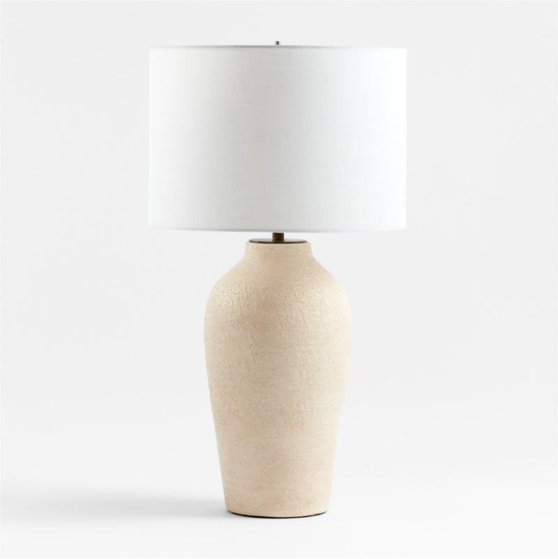 Corfu Tall Cream Earthenware Table Lamp with Drum Shade | Crate & Barrel | Crate & Barrel