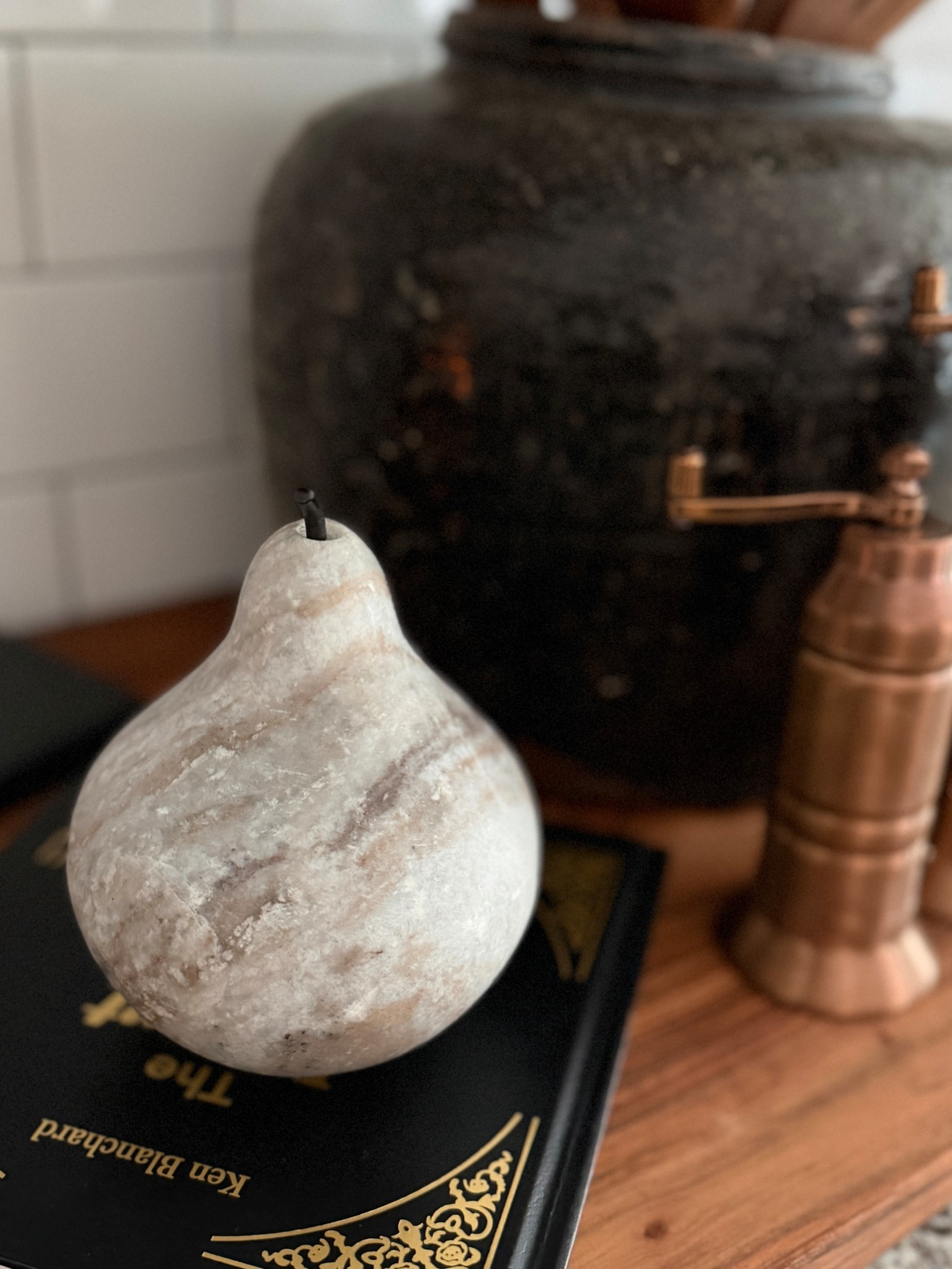 This beautiful marble pear made the perfect piece to add to my kitchen! 