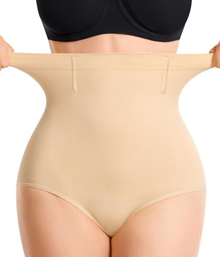 Nebility Tummy Control Shapewear Panties for Women - High Waisted Shaping Brief Butt Lifter Seamless Body Shaper Girdle Beige | Amazon (US)