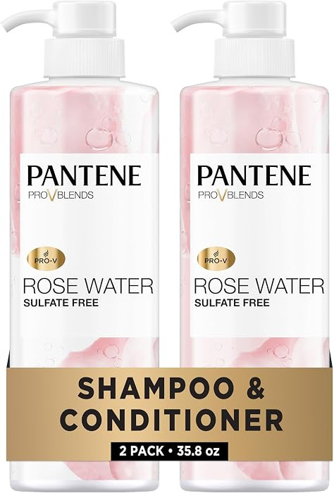 Pantene Sulfate Free Shampoo and Conditioner Set, Rose Water, Soothing and Moisturizing, Infused ... | Amazon (US)