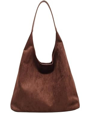 Fldhav Suede Bag for Women Hobo Bag Slouchy Purse Fashionable Leather Shoulde Office Tote Handbag | Amazon (US)