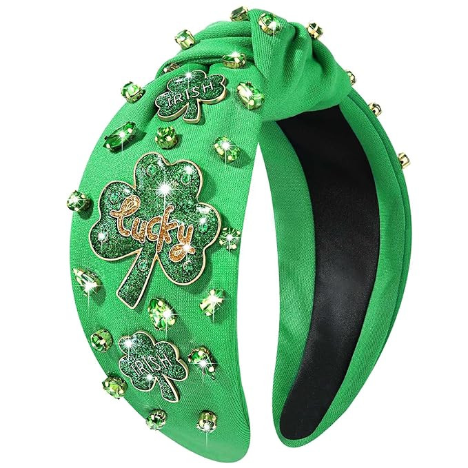 Embellished Crystal Rhinestone Knotted Headband for Women - Irish Holiday Gift Outfits with Green... | Amazon (US)