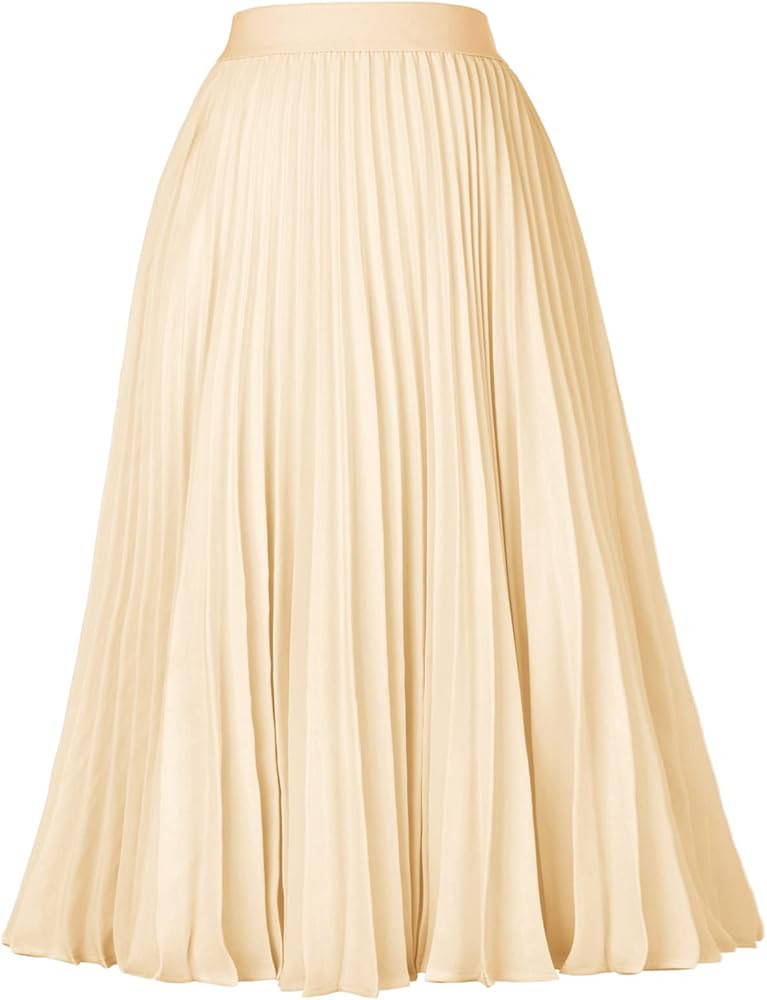 GRACE KARIN Women High Elastic Waist Pleated Chiffon Skirt Midi Swing A-line Skirts | Amazon (US)