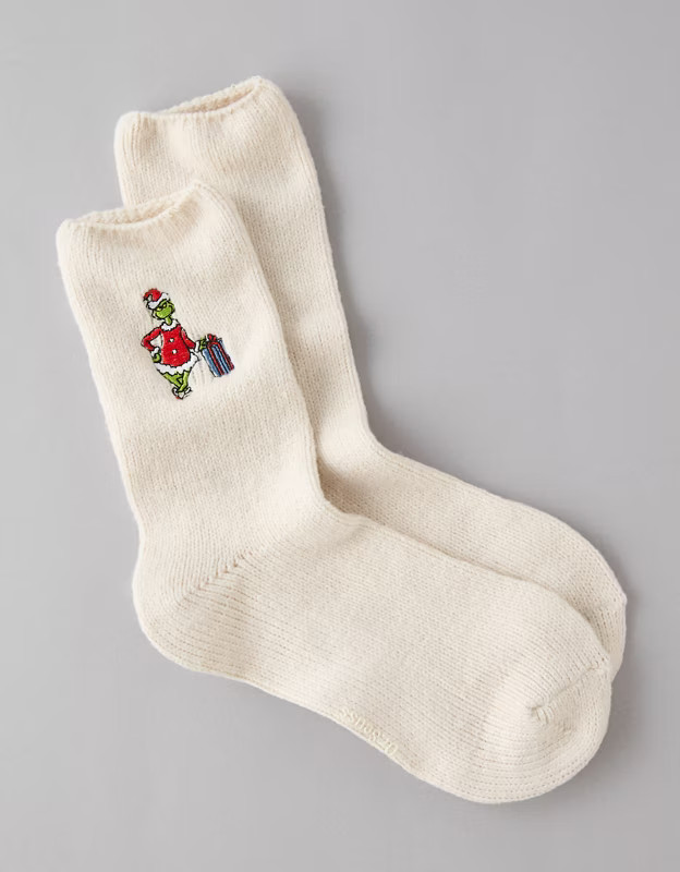AE Grinch Holiday Crew Socks | American Eagle Outfitters (US & CA)