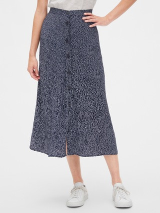Print Button-Front Midi Skirt | Gap US