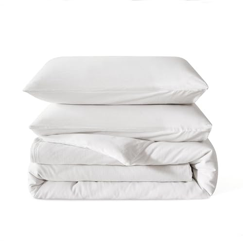 BFS HOME Linen Duvet Cover King Size - Soft Breathable Cotton Linen Blend, 3-Pieces Bedding Set with 2 Pillowcases, Stonewashed Texture, Off-White, All-Season Comfort | Amazon (US)