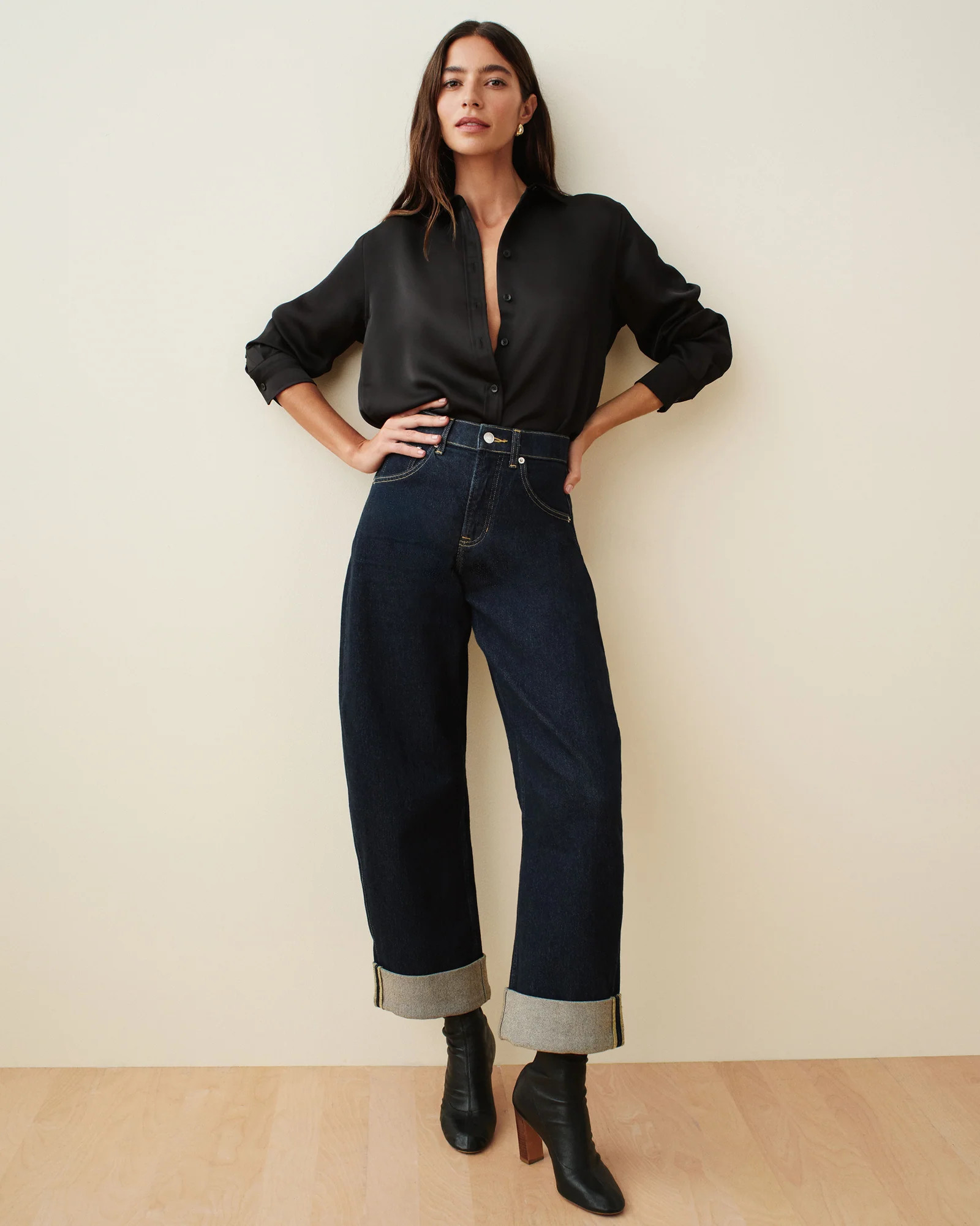 Wide Leg Cuffed Shaping Jeans - Tummy Smoothing Denim | SPANX | Spanx Canada