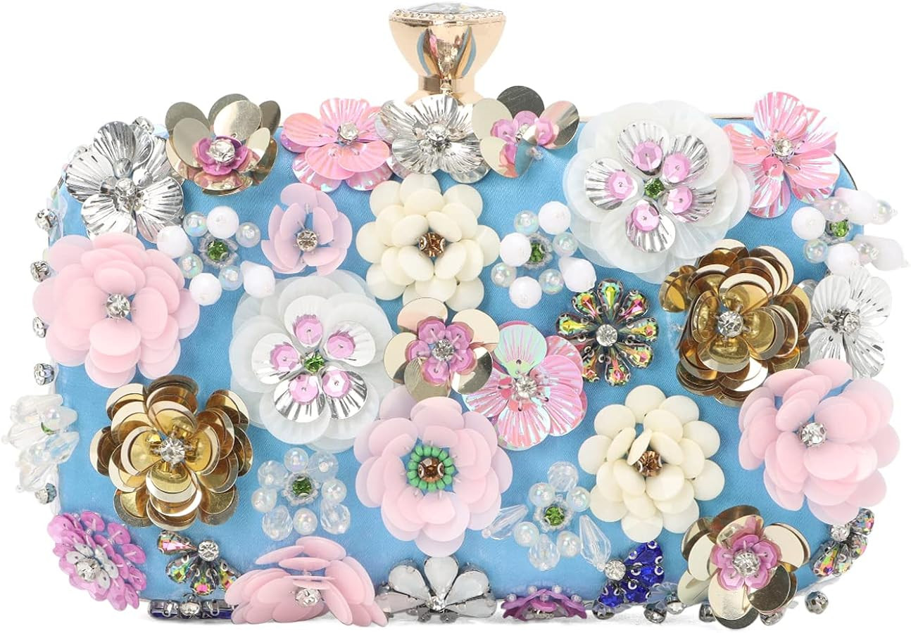 Oweisong 3D Flower Clutch Purses for Women Gold Formal Wedding Party Evening Bags Chain Floral Sh... | Amazon (US)