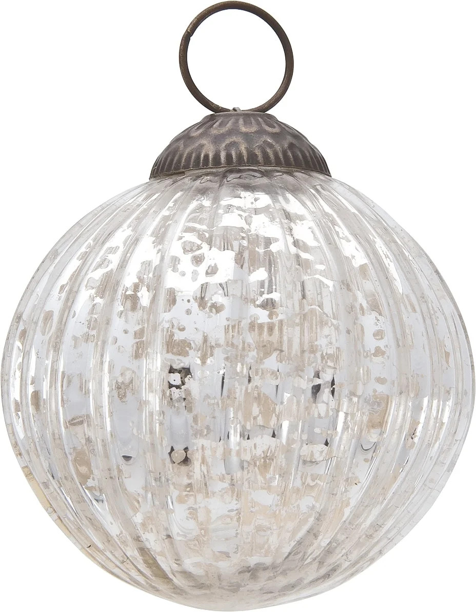 Luna Bazaar Large Mercury Glass Ball Ornament (3-inch, Silver, Mona Design, Single) - Great Gift ... | Walmart (US)