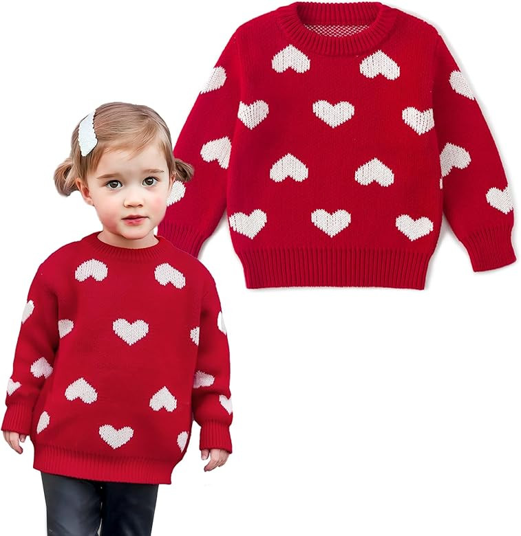 Simplee kids Baby Pullover Sweater Valentines Outfit Love Embroidery Knit Sweaters Coat for Autum... | Amazon (US)