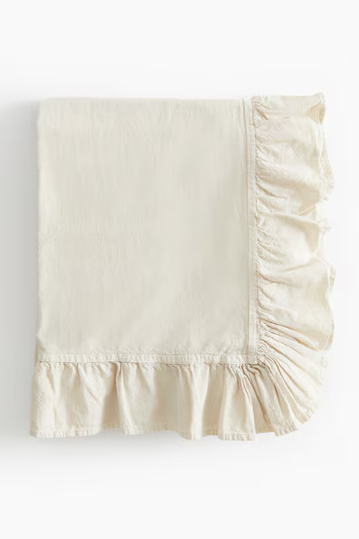 H & M - Ruffle-trimmed Tablecloth - Beige | H&M (US + CA)