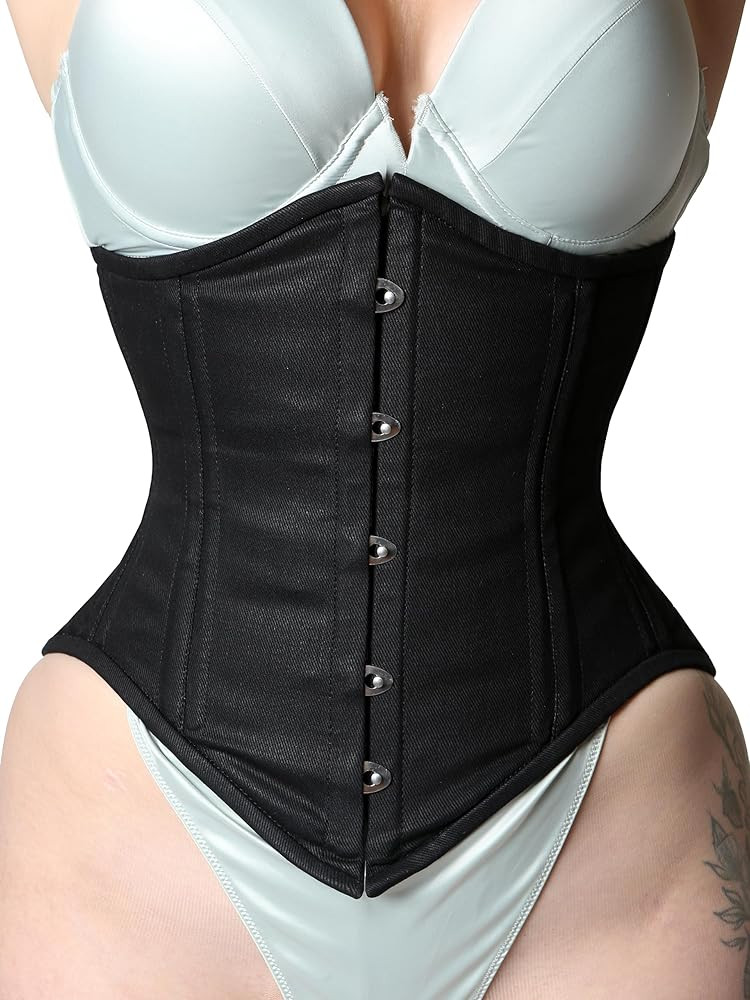Heavy Duty Waist Trainer Womens Conical Curvy Corset Underbust Steel Boned Cotton Corset | Amazon (US)