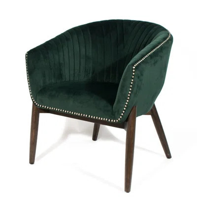 28" Green And Brown Velvet Arm Chair | Wayfair North America