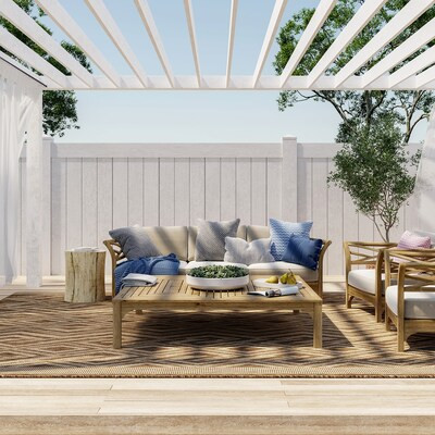 Lauren Liess x Rugs USA 5 X 8 (ft) Natural Indoor/Outdoor Geometric Area Rug | Lowe's