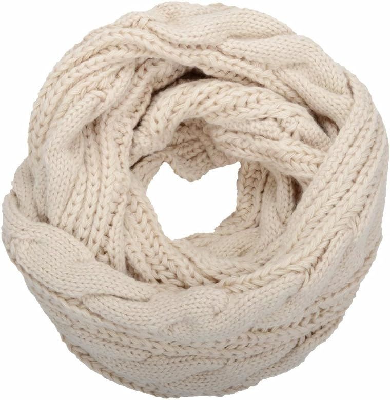 NEOSAN Womens Thick Ribbed Knit Winter Infinity Circle Loop Scarf Twist Khaki at Amazon Women’s Clot | Amazon (US)