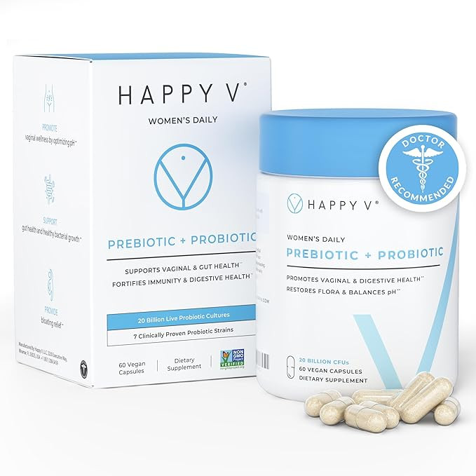 Happy V Dr. Formulated Vaginal Probiotics for Women Odor & Itch Support, Urinary & Gut Health, pH... | Amazon (US)