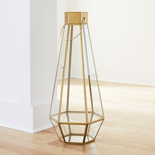 Faceted Glass &amp; Brass Metal Lanterns | West Elm (US)