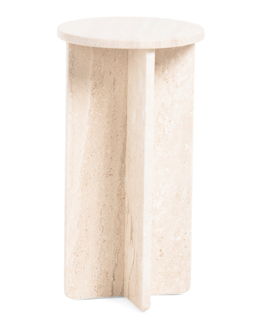 19x10 Solid  Marble Round Side Table | TJ Maxx