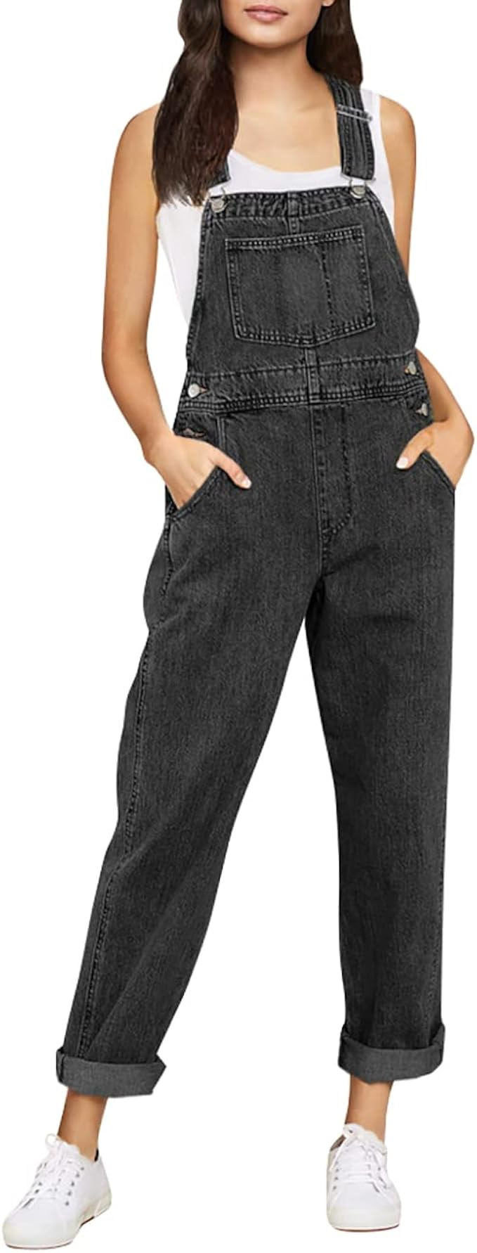 luvamia Women's Casual Stretch Adjustable Denim Bib Overalls Jeans Pants Jumpsuits | Amazon (US)