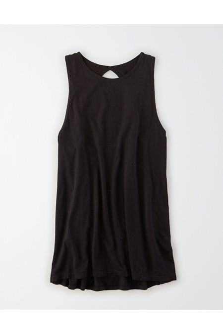 AE Open Back Tank Top Women's True Black XS | American Eagle Outfitters (US & CA)