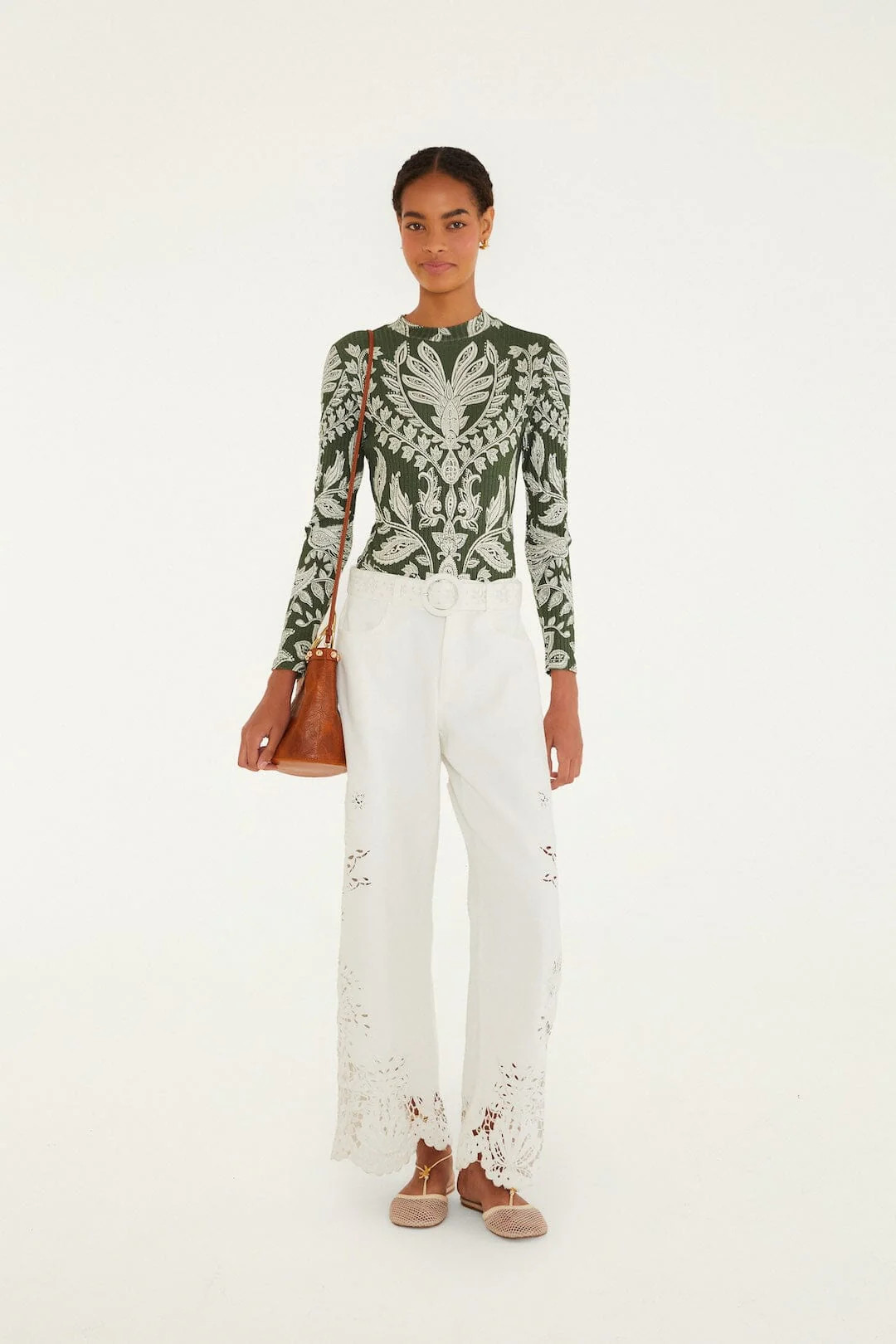 Dark Green Miranda Long Sleeve Bodysuit | FARM Rio | FarmRio (US)