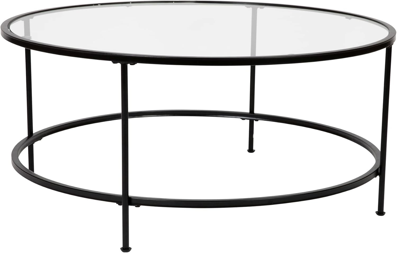 Flash Furniture Living Room Coffee Table, Clear/Matte Black | Amazon (US)
