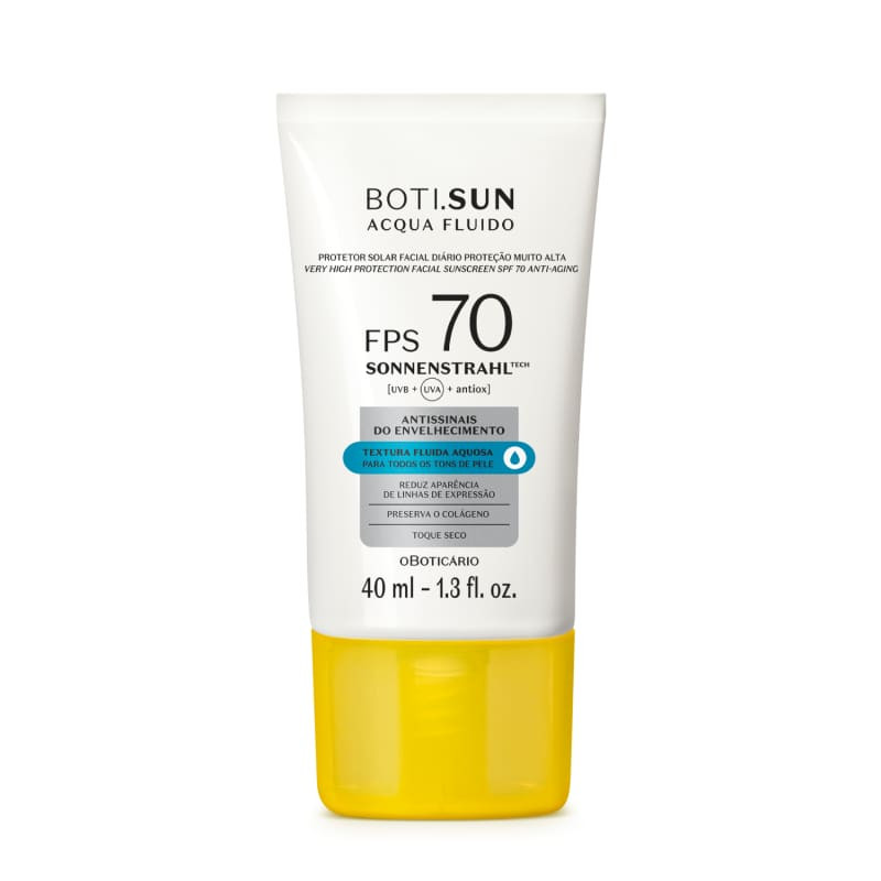 Protetor Solar Facial Antissinais FPS70 BOTI.SUN Acqua Fluido 40ml | oBoticario (BR)