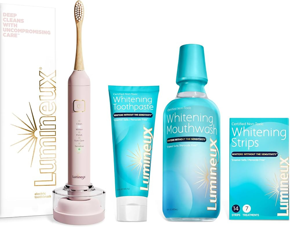 Lumineux Teeth Whitening Holiday Bundle (Pink) - Sonic Electric Toothbrush Enamel Safe for Sensit... | Amazon (US)