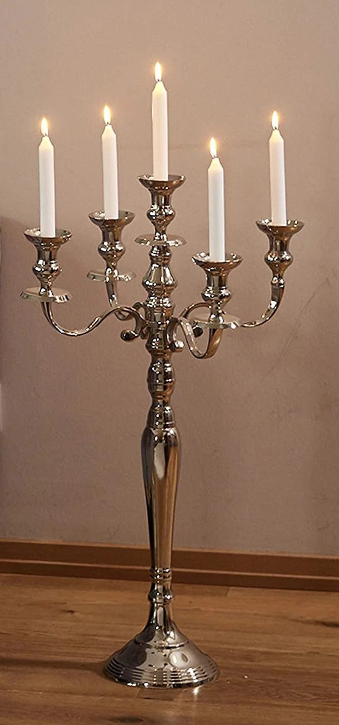 Candle Candelabra Handcrafted Beautiful 4 Arm Silver Plated - (25 Inch Tall,) - Etsy | Etsy (US)